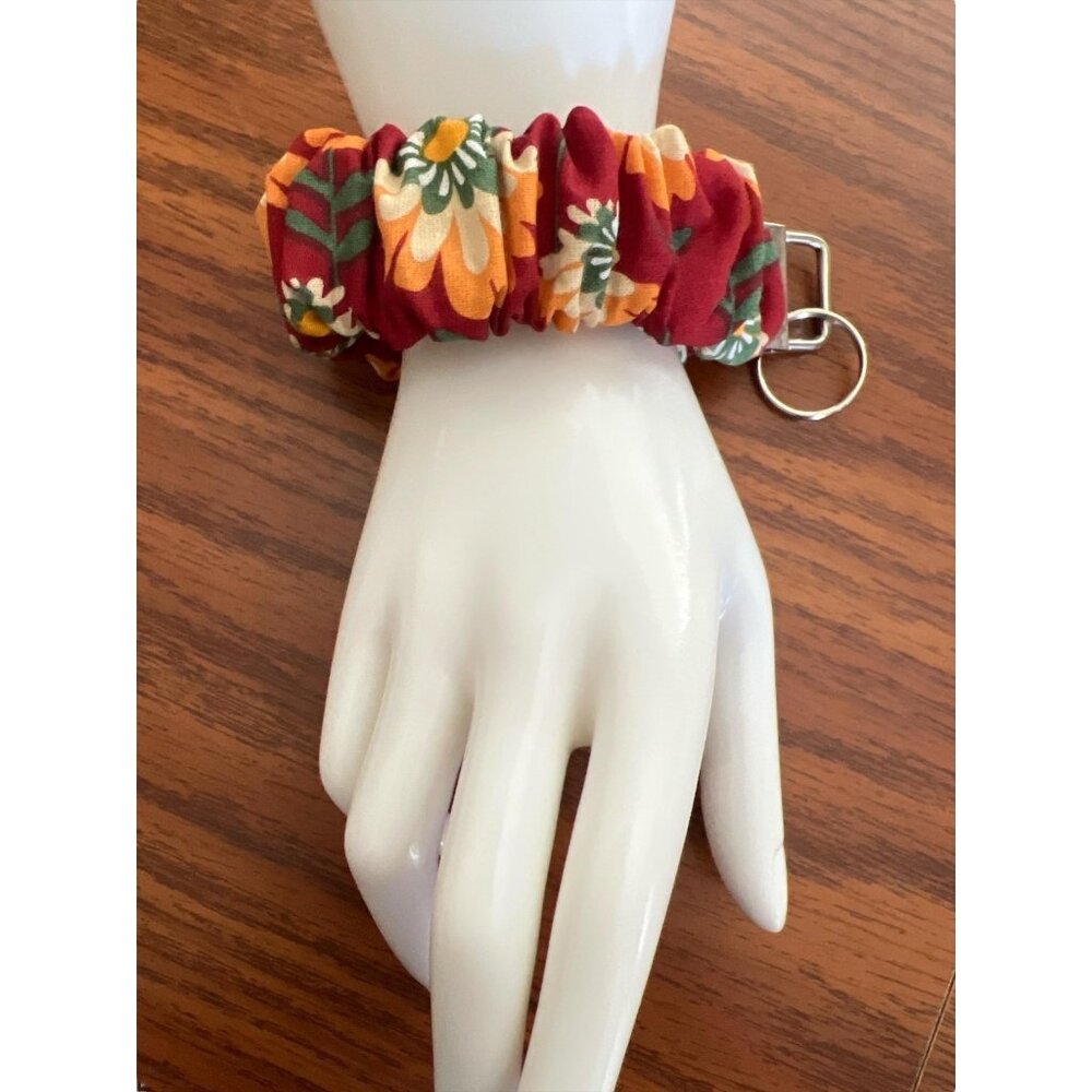 Handmade Scrunchie Keychain Wristlet-Floral Print